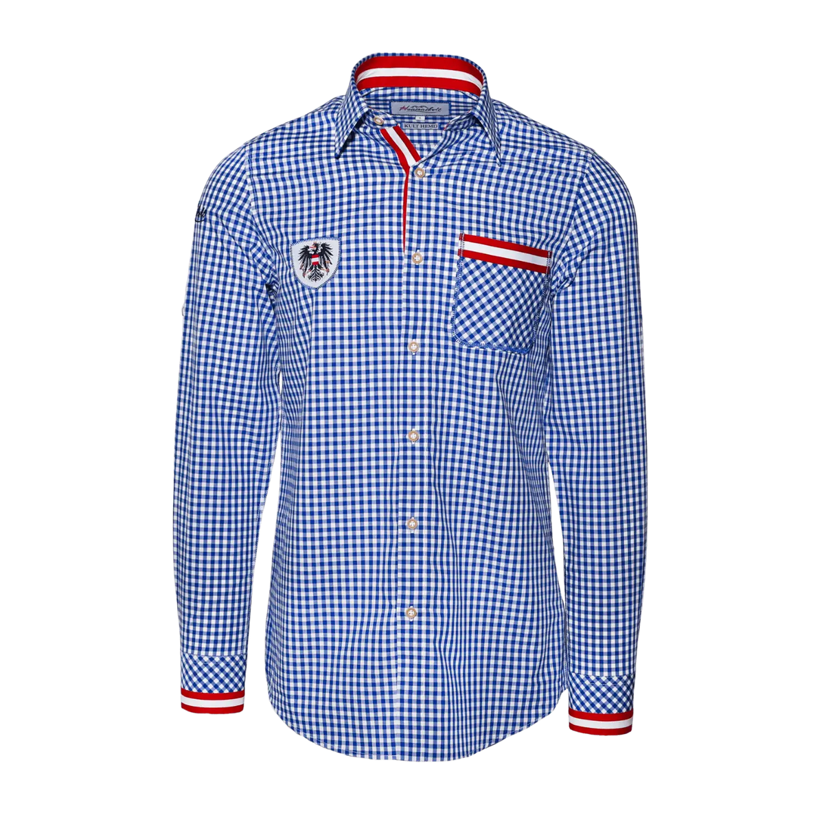 Österreich Trachtenhemd Herren Karo blau #Farbe_Blau-Kariert