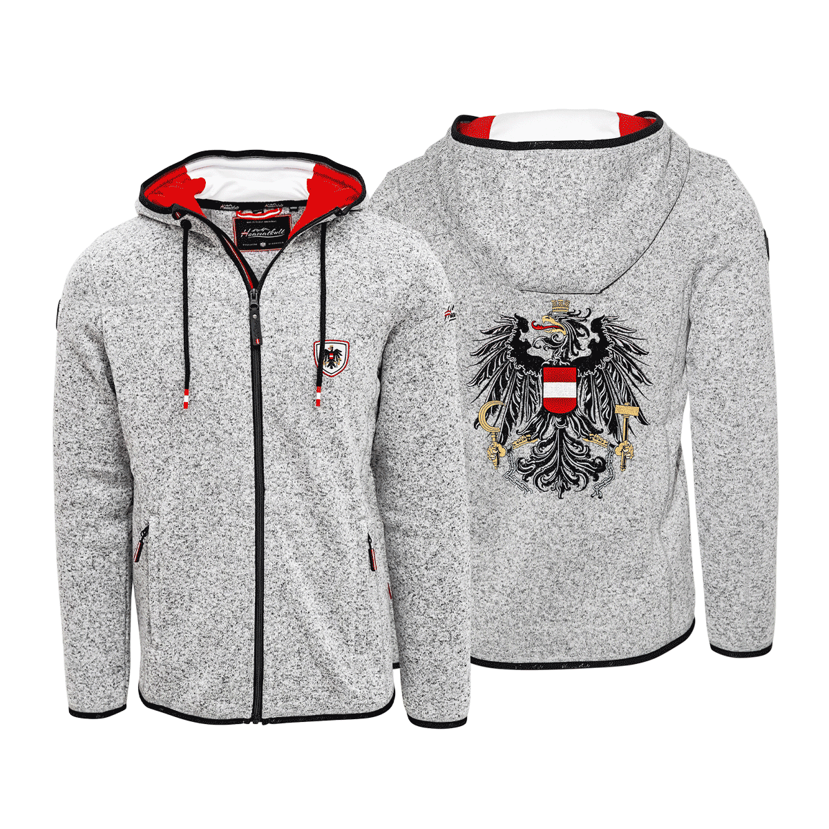Österreich Wappen Strickfleece Kapuzenjacke
