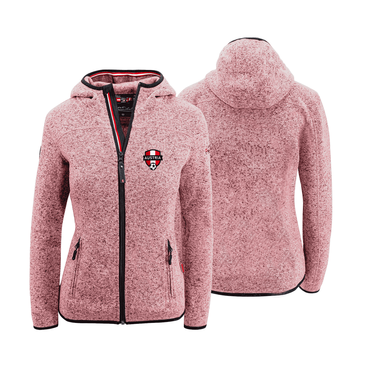Rosa Damen Strickfleece Jacke mit Fußball Stickerei #Farbe_Rosa