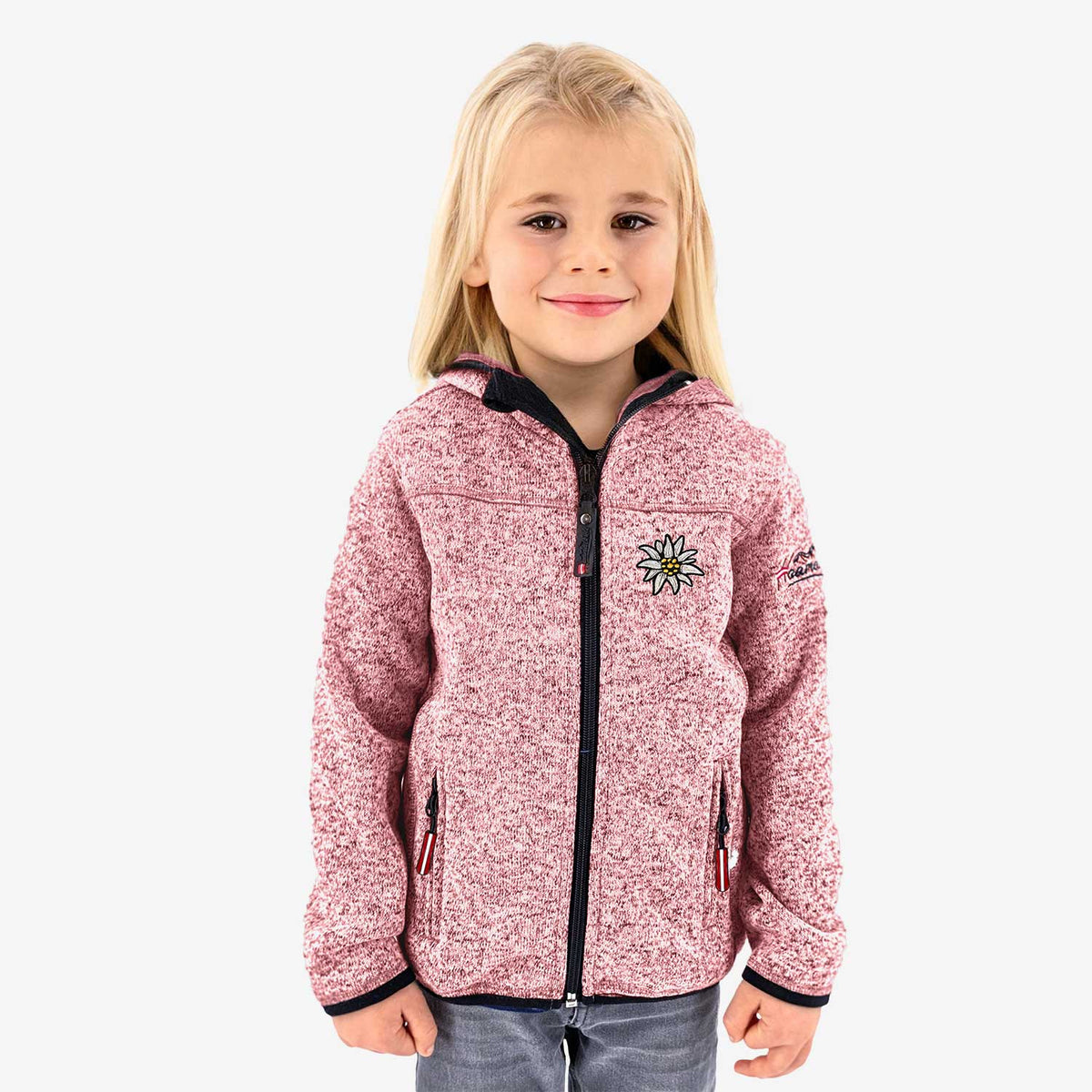 Rosa Edelweiss Strickfleece Jacke Kinder