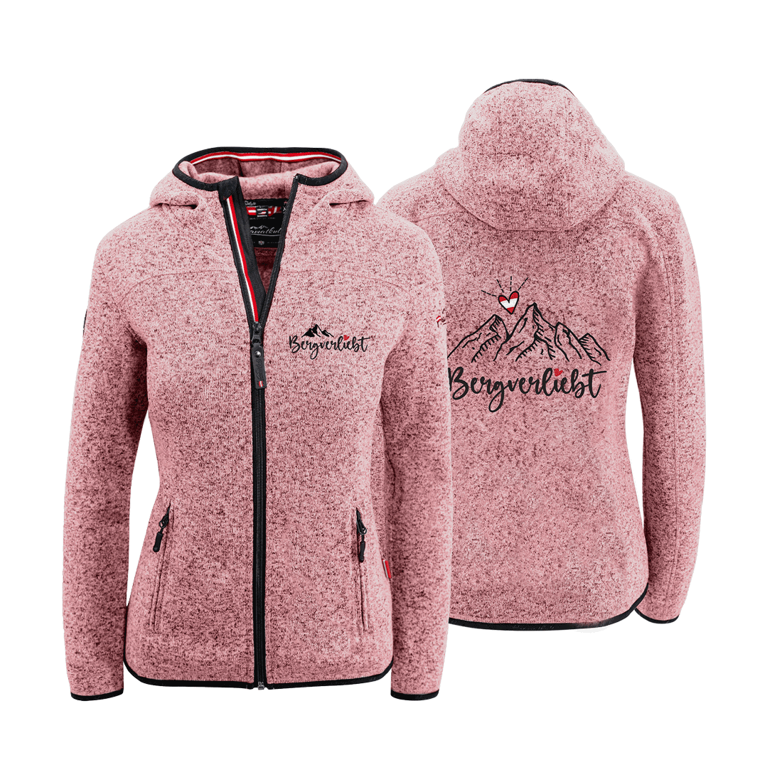 Rosa Strickfleece Jacke Damen