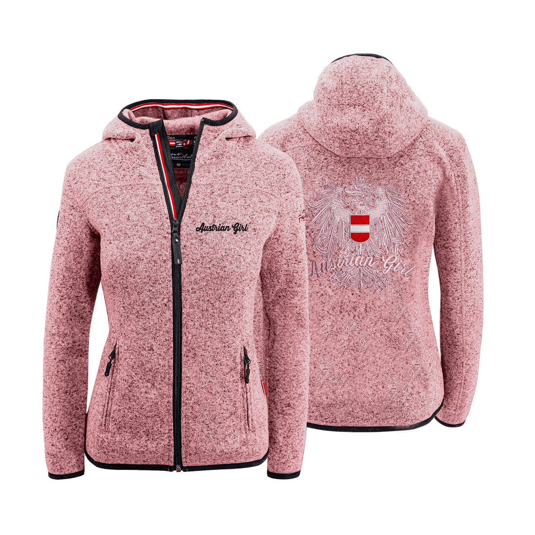 Fleecejacke Strickfleece Jacken FÃ¼r Damen Rosa Strickfleece-Jacke