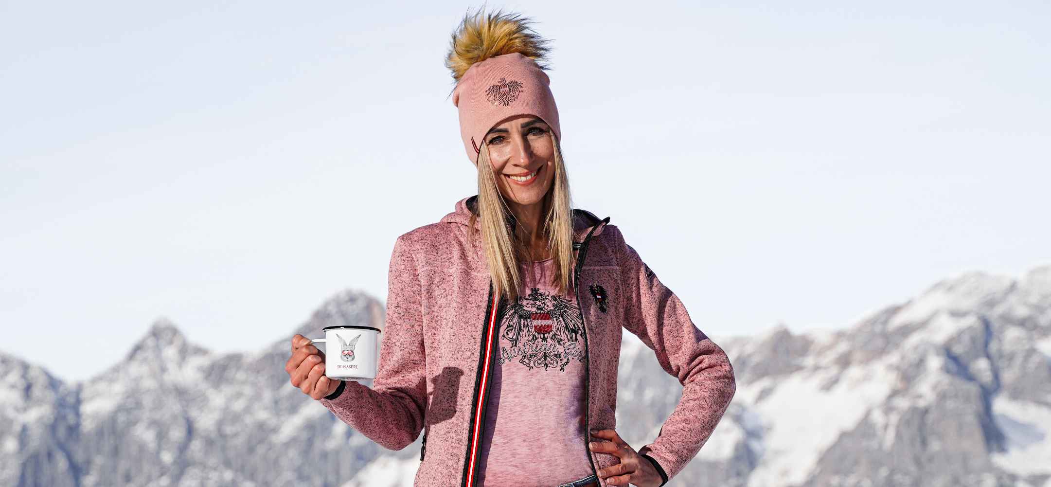 Rosa Strickfleecejacke