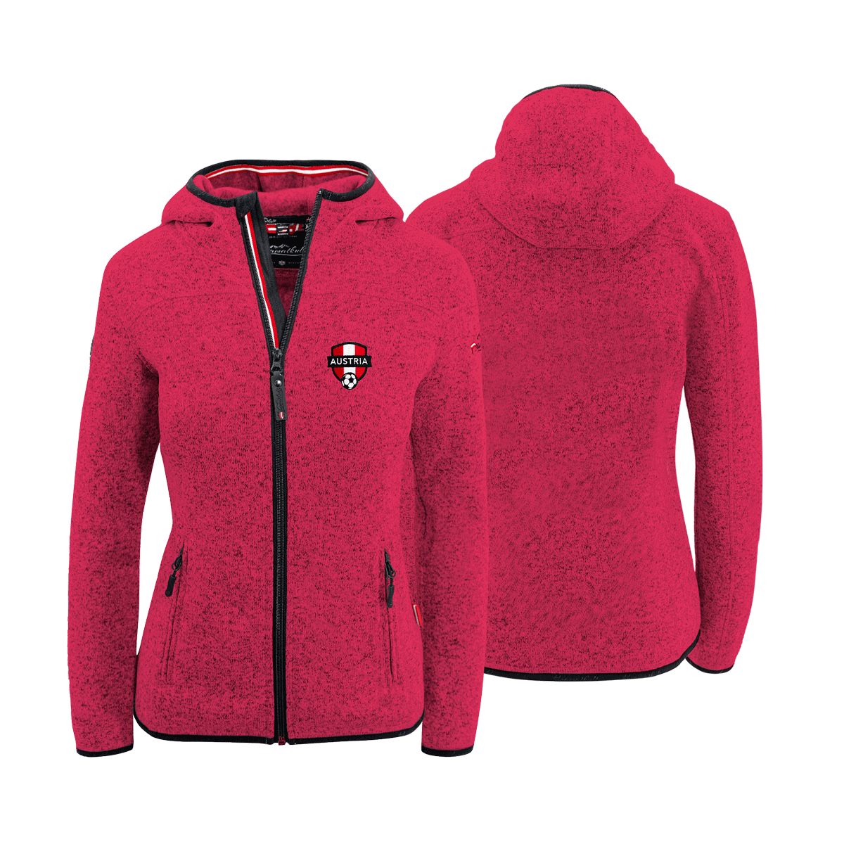 Rote Damen Fan Jacke Fußball EM Österreich #Farbe_Magenta