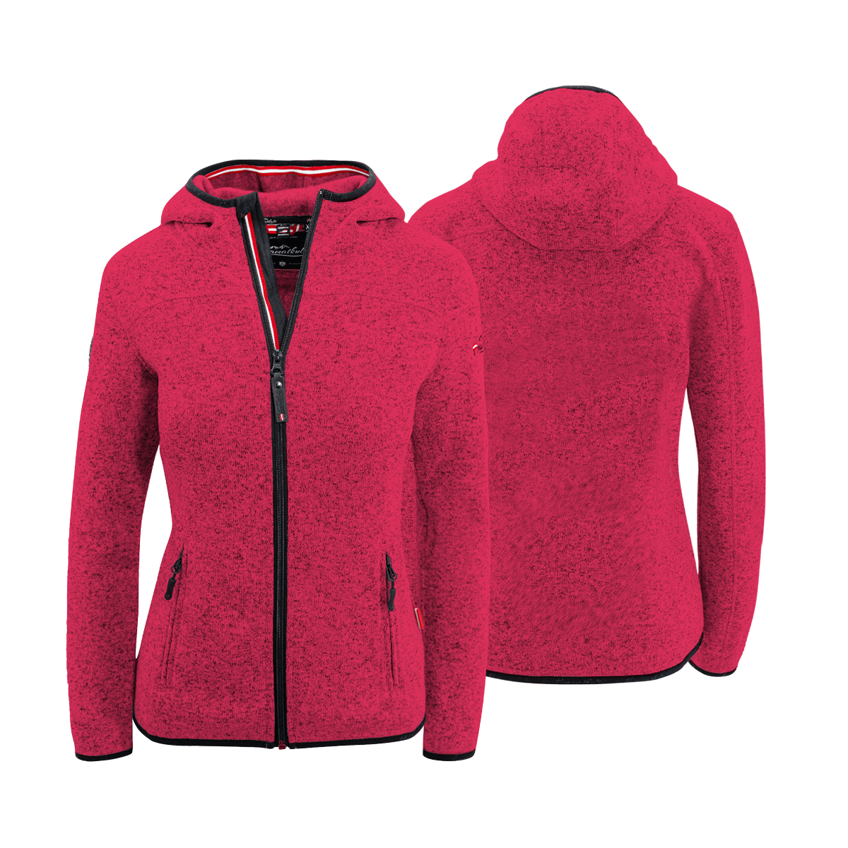 Rote Damen Strickfleece Jacke