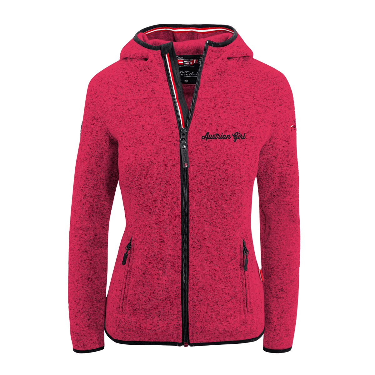 rote Strickfleece Jacke Damen