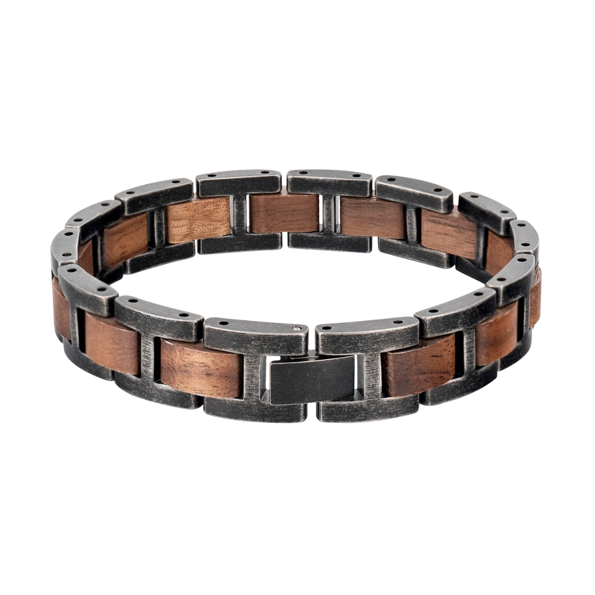 Rustikales Holzarmband Walnuss Edelstahl