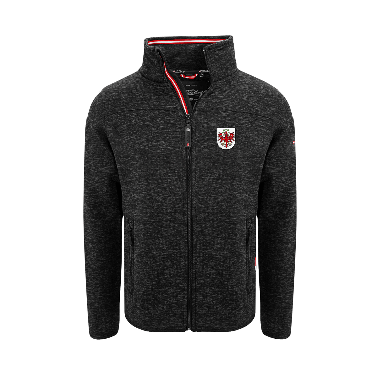 schwarze Fleece Jacke Herren Tiroler Wappen #Farbe_Schwarz