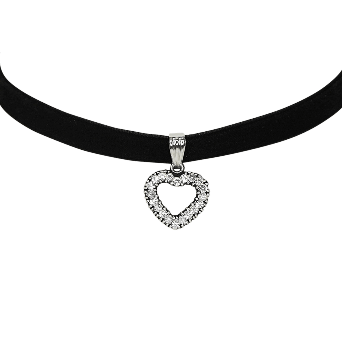 Schwarze Halskette Herz mit Swarovski Steine #Farbe_Schwarz