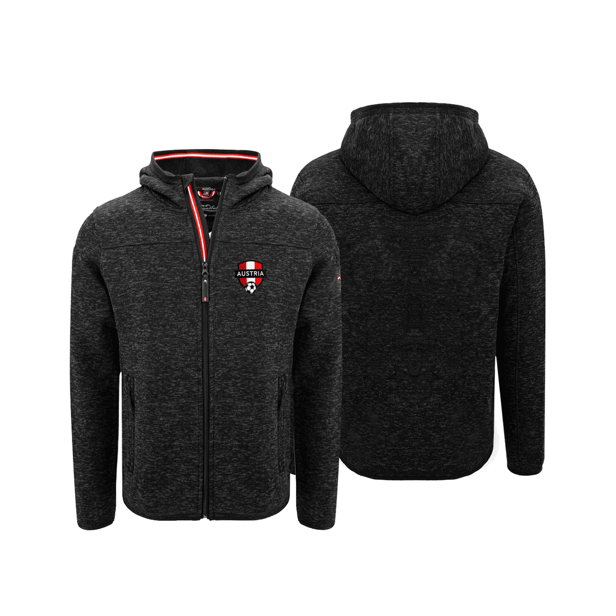 Schwarze Kultjacke Herren mit Fußball Stickerei Österreich #Farbe_Schwarz