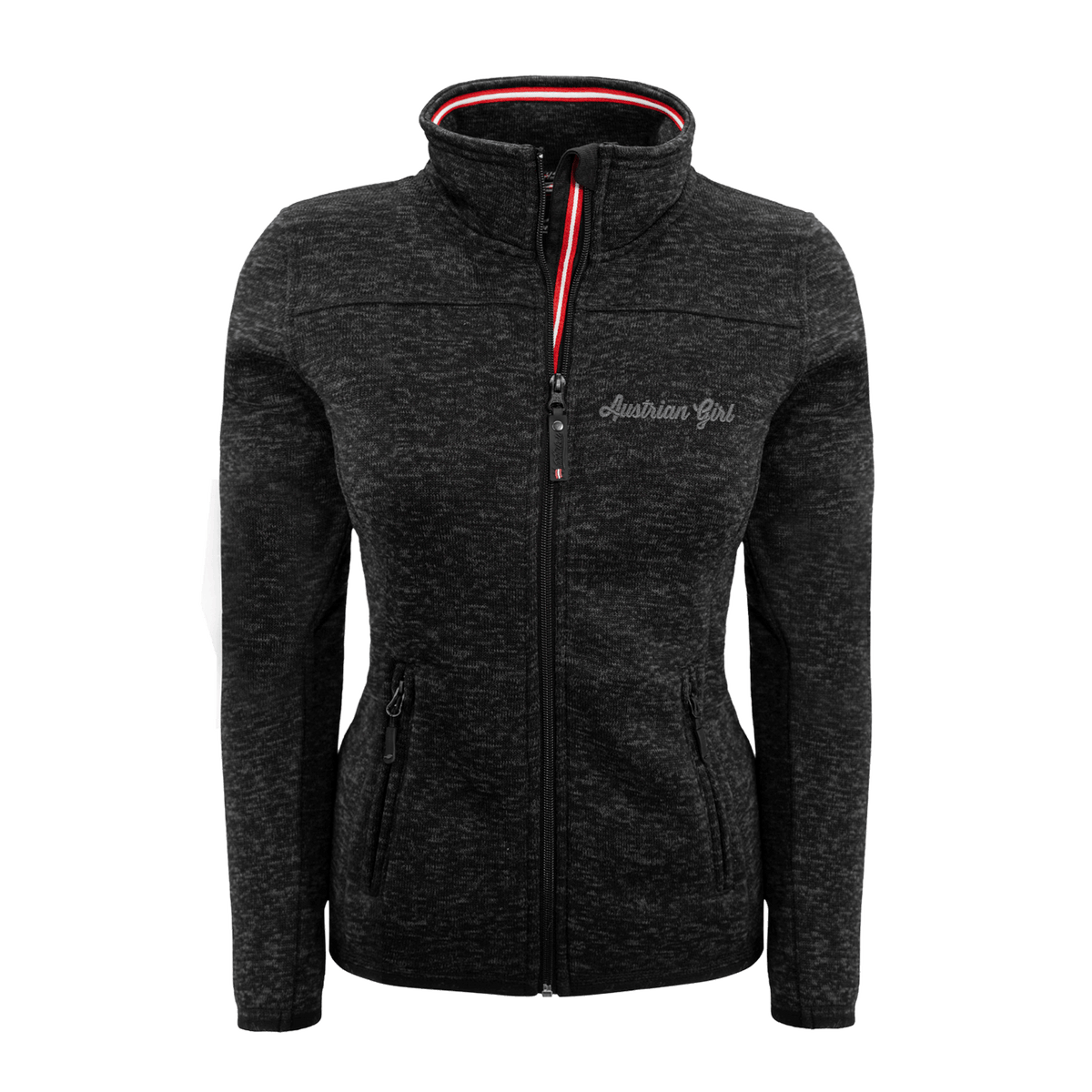 schwarze Strickfleece Jacke Damen
