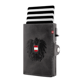 Schwarzes Flip Wallet Österreich Adler Metall Wappen #Farbe_Schwarz