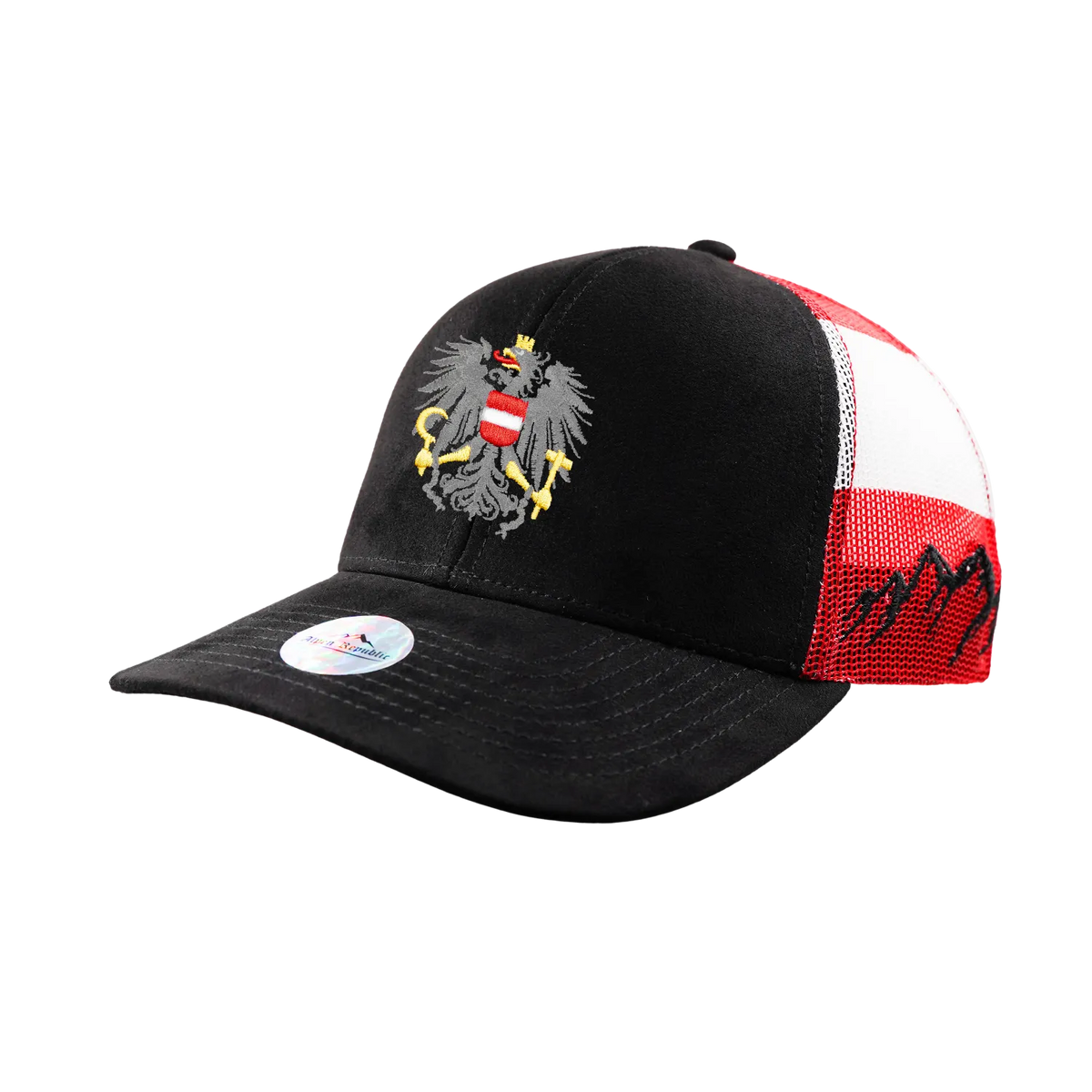 Schwarzes Mesh Cap Österreich Adler #Farbe_Grau
