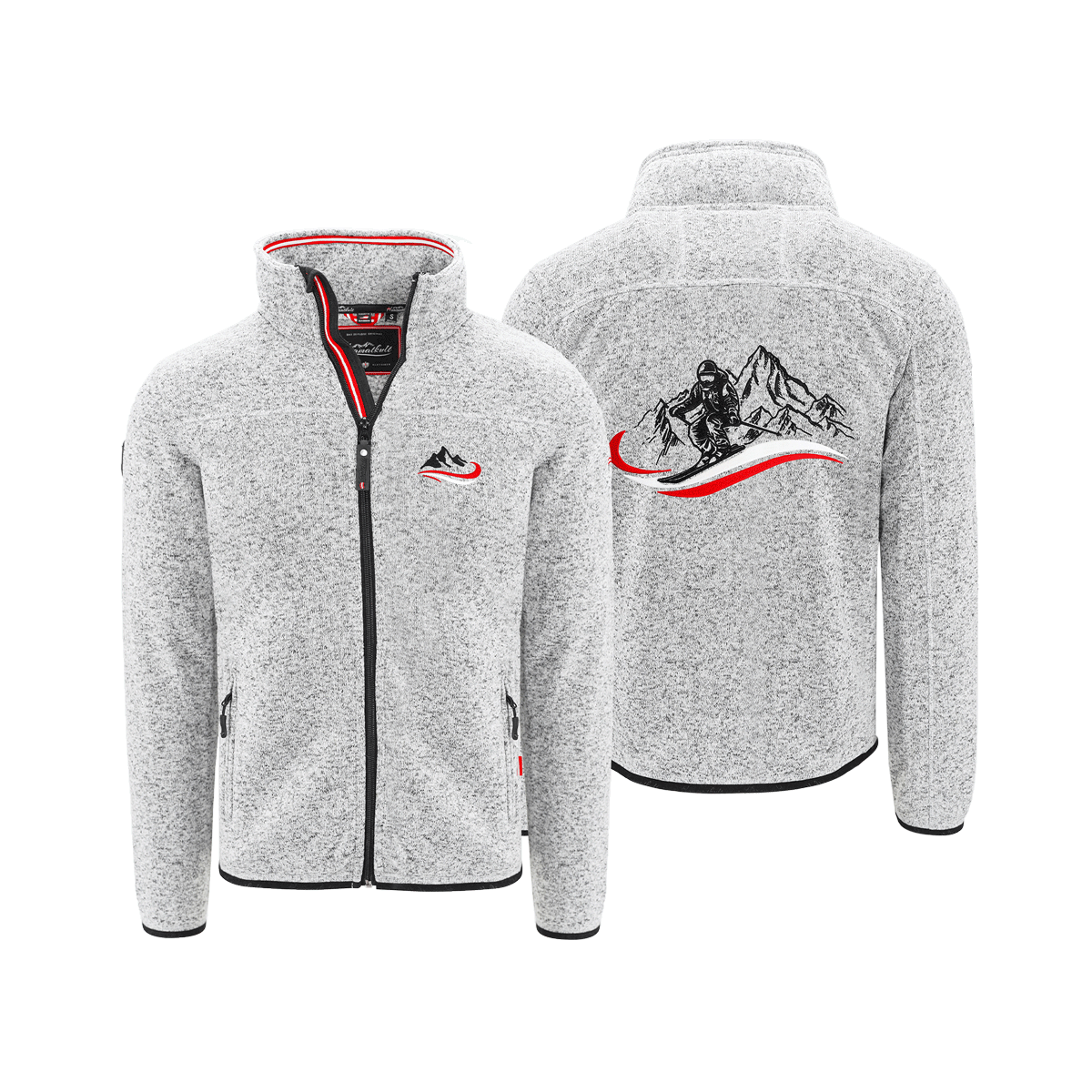 Ski Fleece Kultjacke ohne Kapuze hellgrau