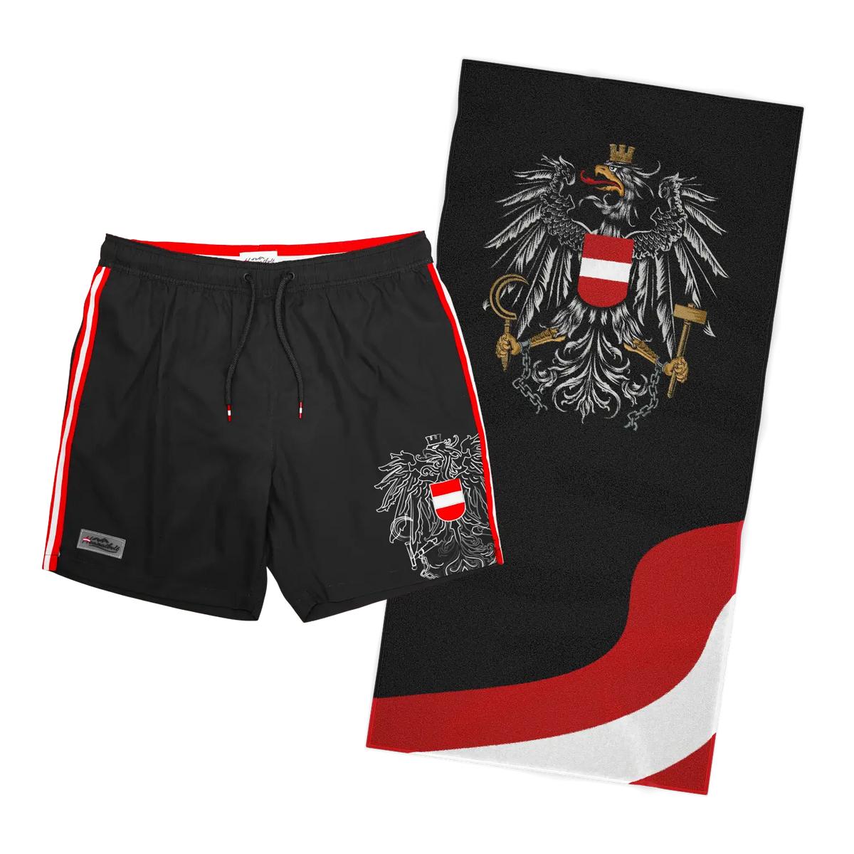 Sommer Kombi Hoamatkult Badehose Badetuch schwarz #Farbe_Schwarz