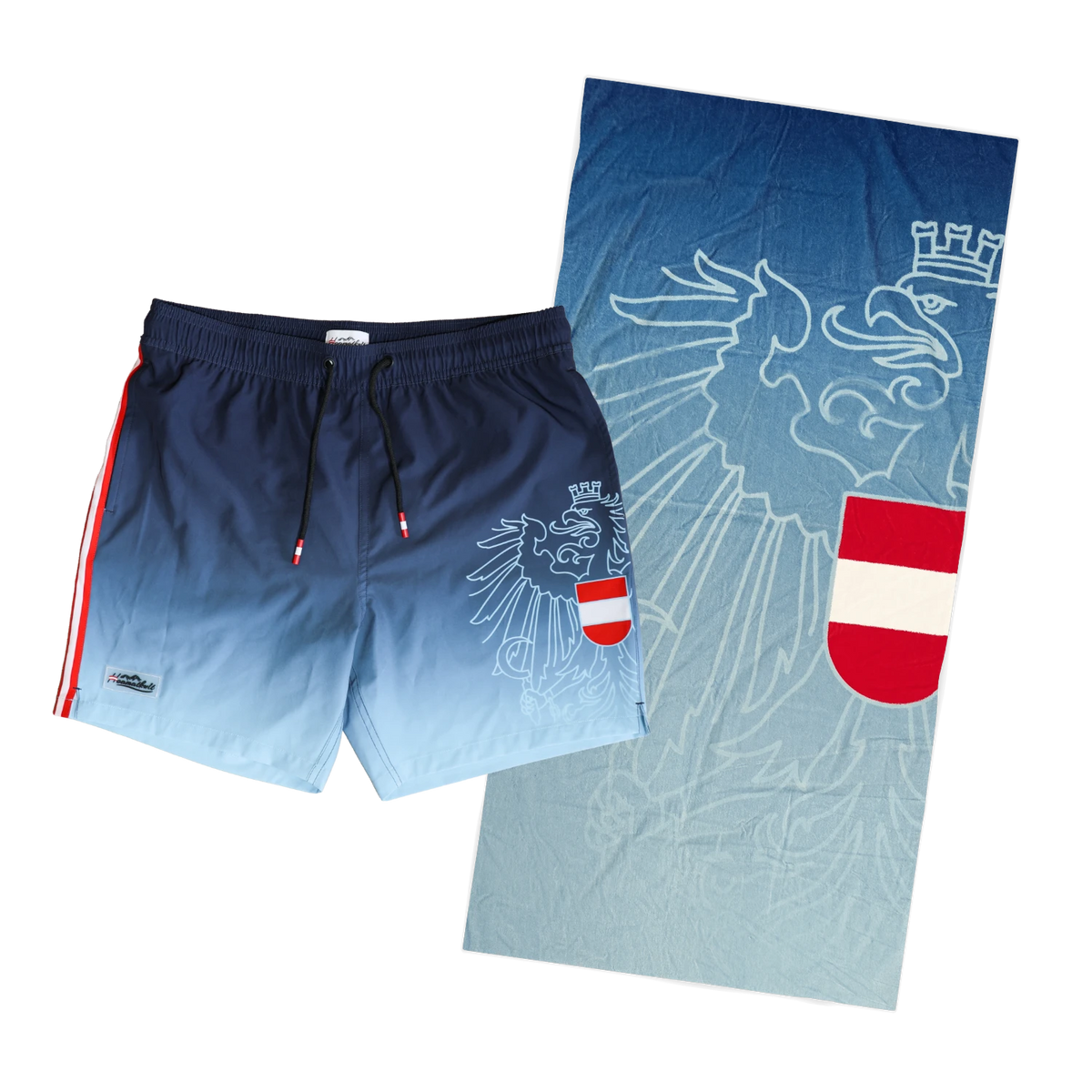 Sommer Kombo Badehose Badetuch dunkelblau #Farbe_Dunkelblau/Hellblau