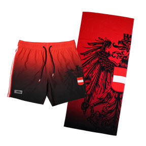 Sommer Kombo Badehose Badetuch rot #Farbe_Rot/Schwarz