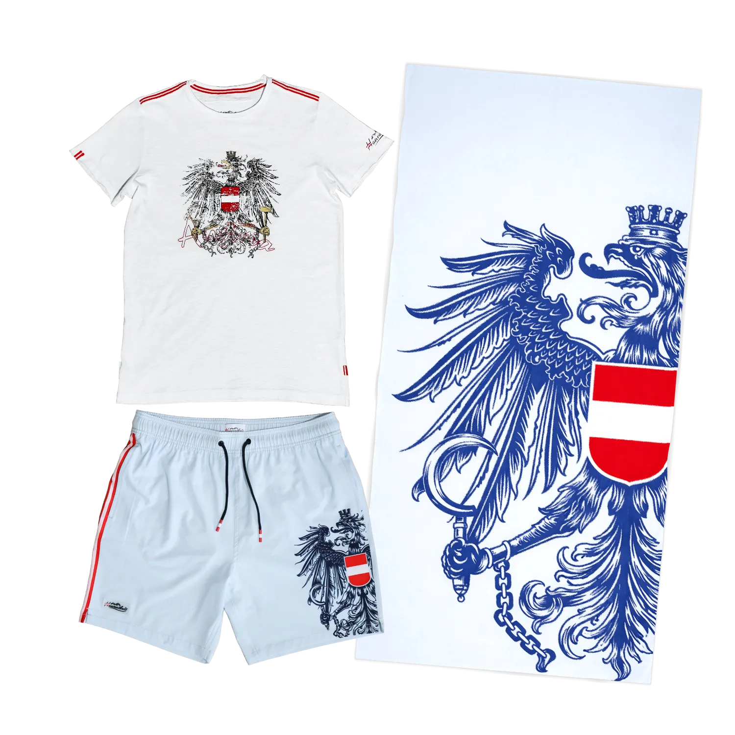 Sommer Kombo Badehose Badetuch T-Shirt hellblau #Farbe_Hellblau