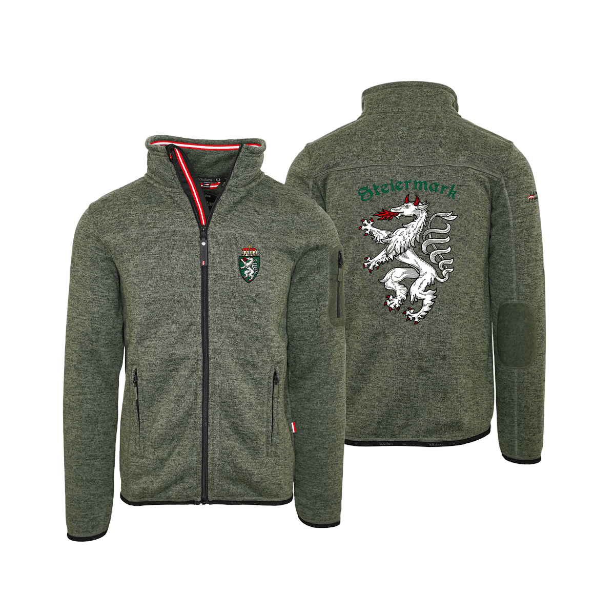 Steiermark Fleece Weste ohne Kapuze dunkelgrün Herren #Farbe_Dunkelgrün