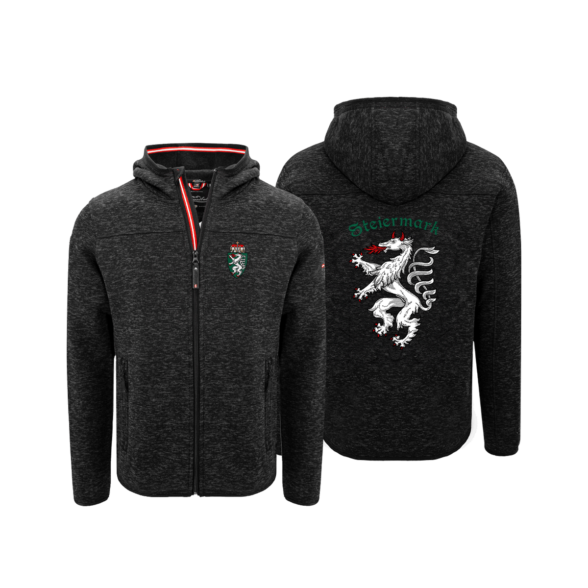 Steiermark Strickfleece Jacke schwarz Herren #Farbe_Schwarz