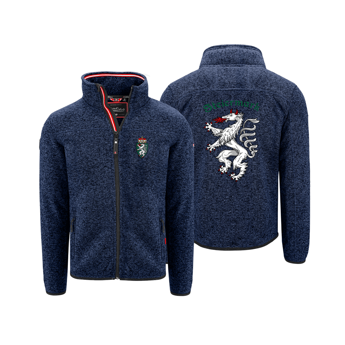 Steirische Strickfleece Jacke dunkelblau für Herren #Farbe_Dunkelblau