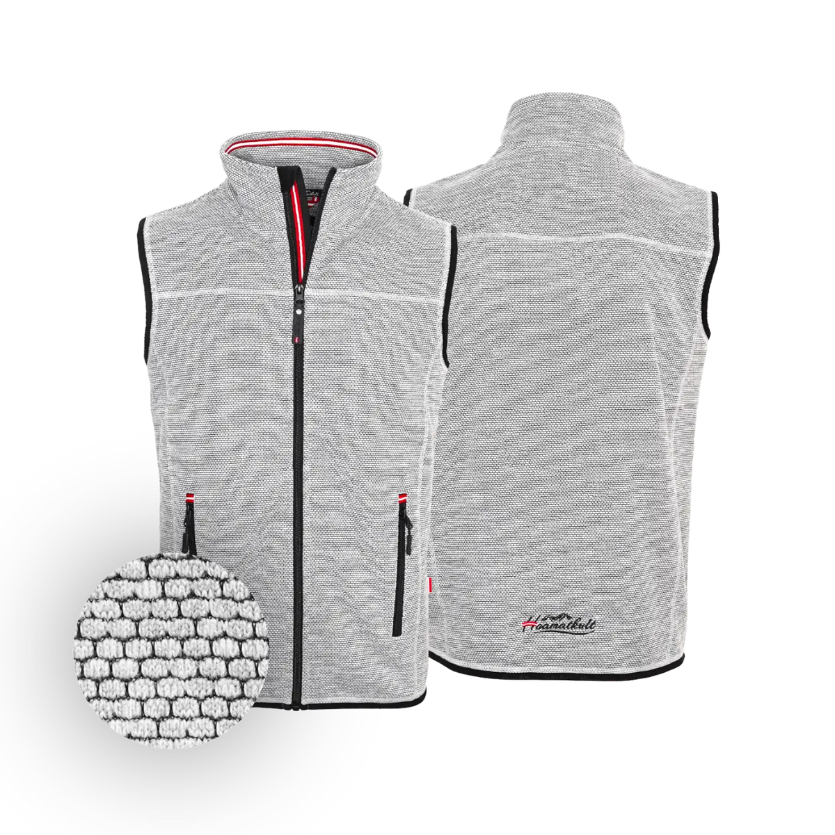 Strickfleece Gilet Tracht Herren #Farbe_Hellgrau