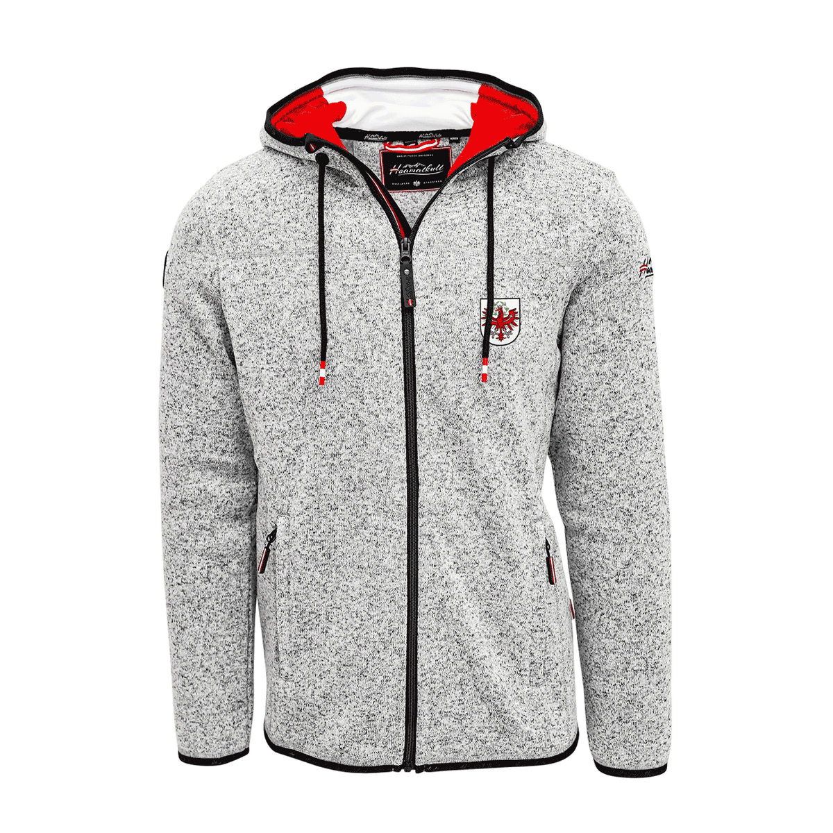 Strickfleece Hoodie mit Tirol Stickerei