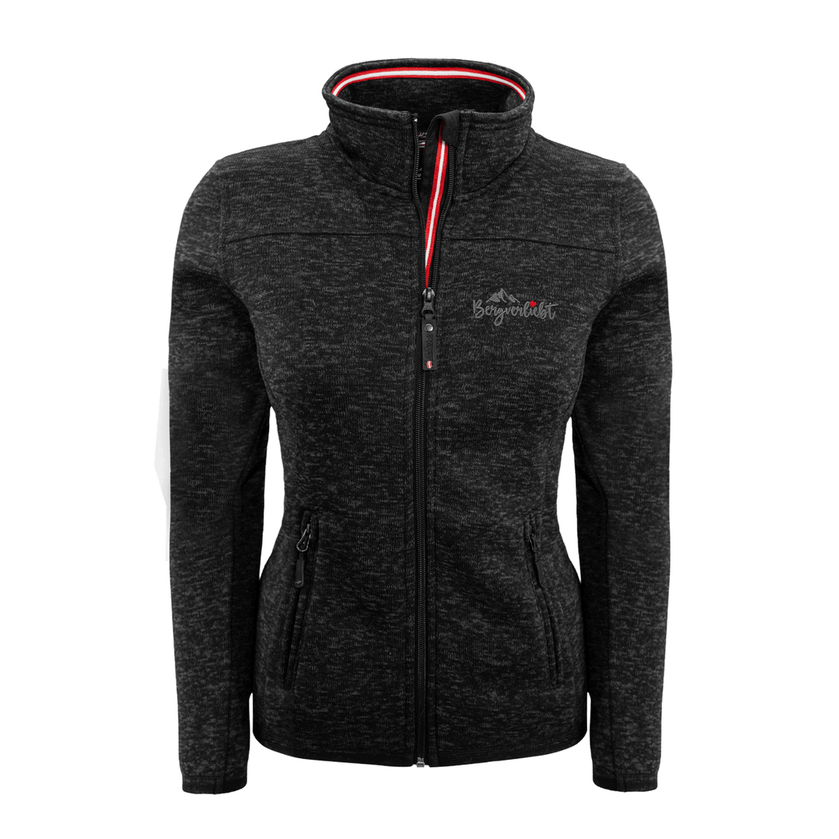 Strickfleece Jacke Bergverliebt schwarz
