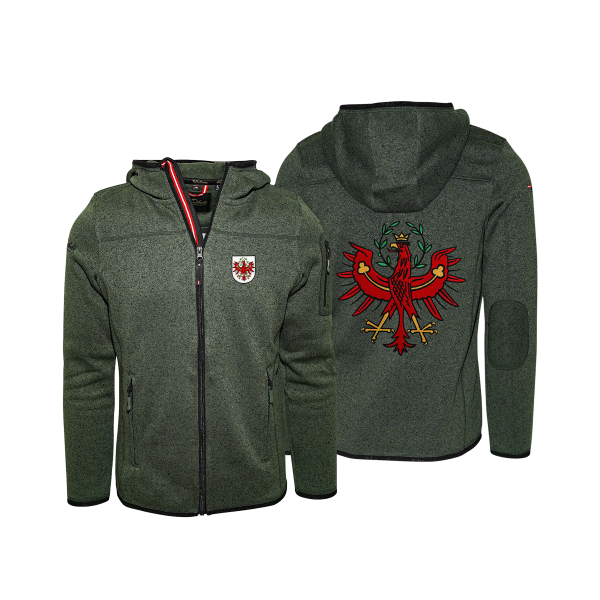 Strickfleece Jacke für Herren grün Tiroler Adler #Farbe_Dunkelgrün