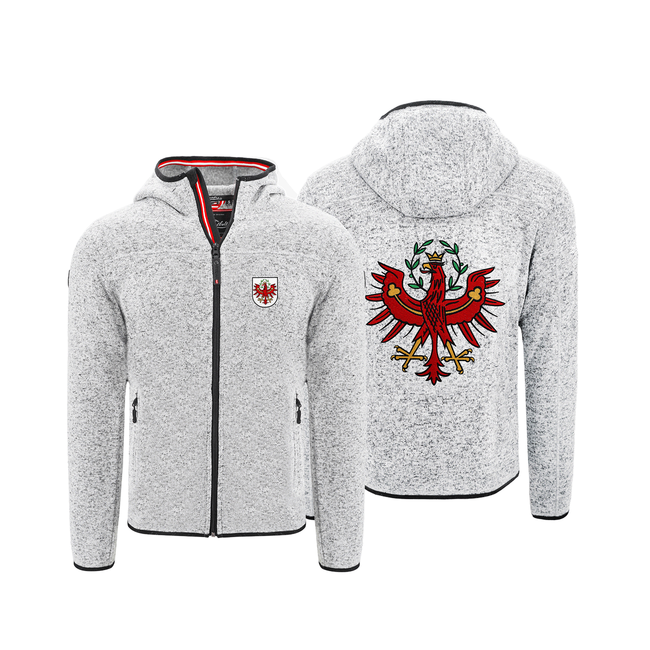 Tirol Kultjacke mit Kapuze Hellgrau