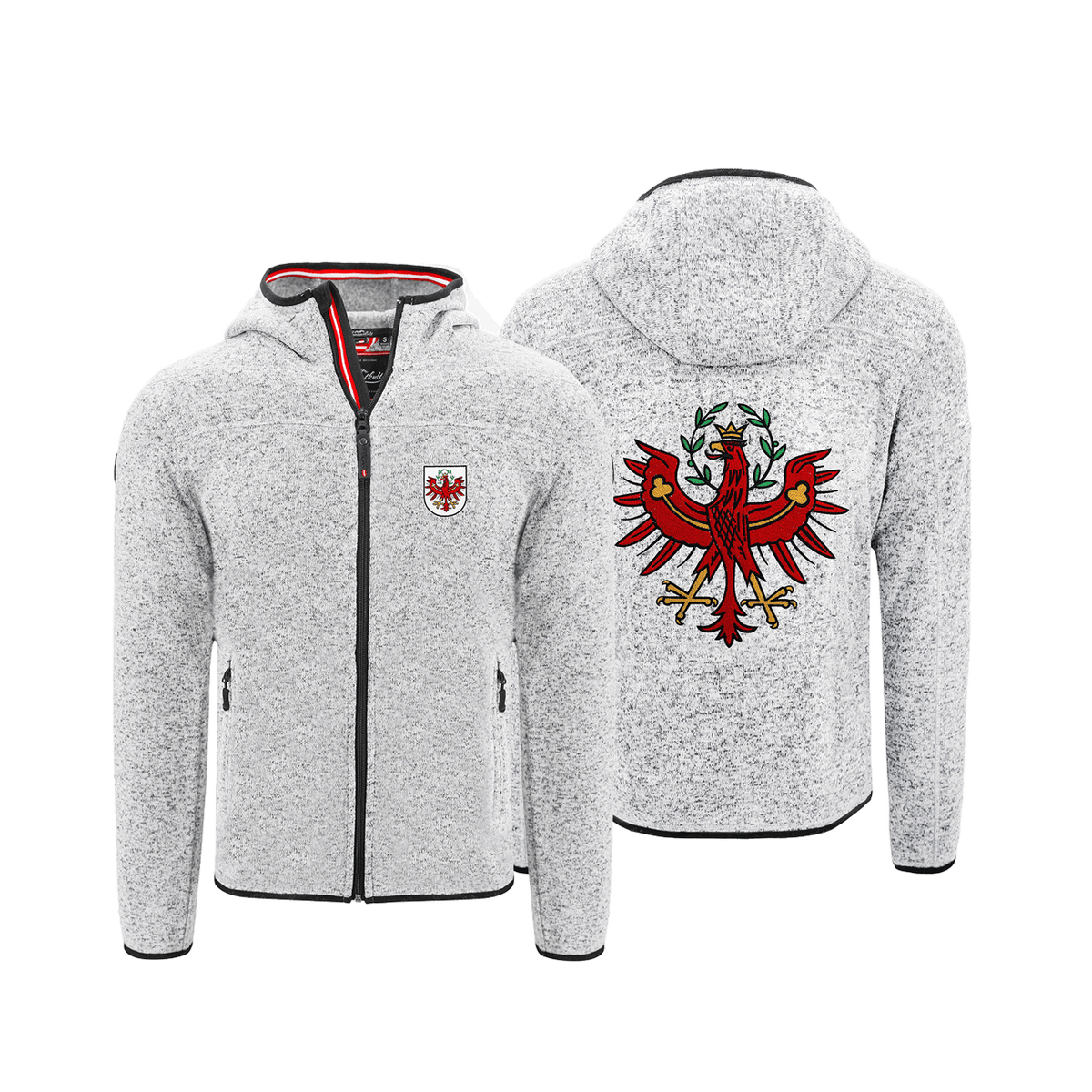 Strickfleece Jacke für Herren mit Tirol Adler #Farbe_Hellgrau