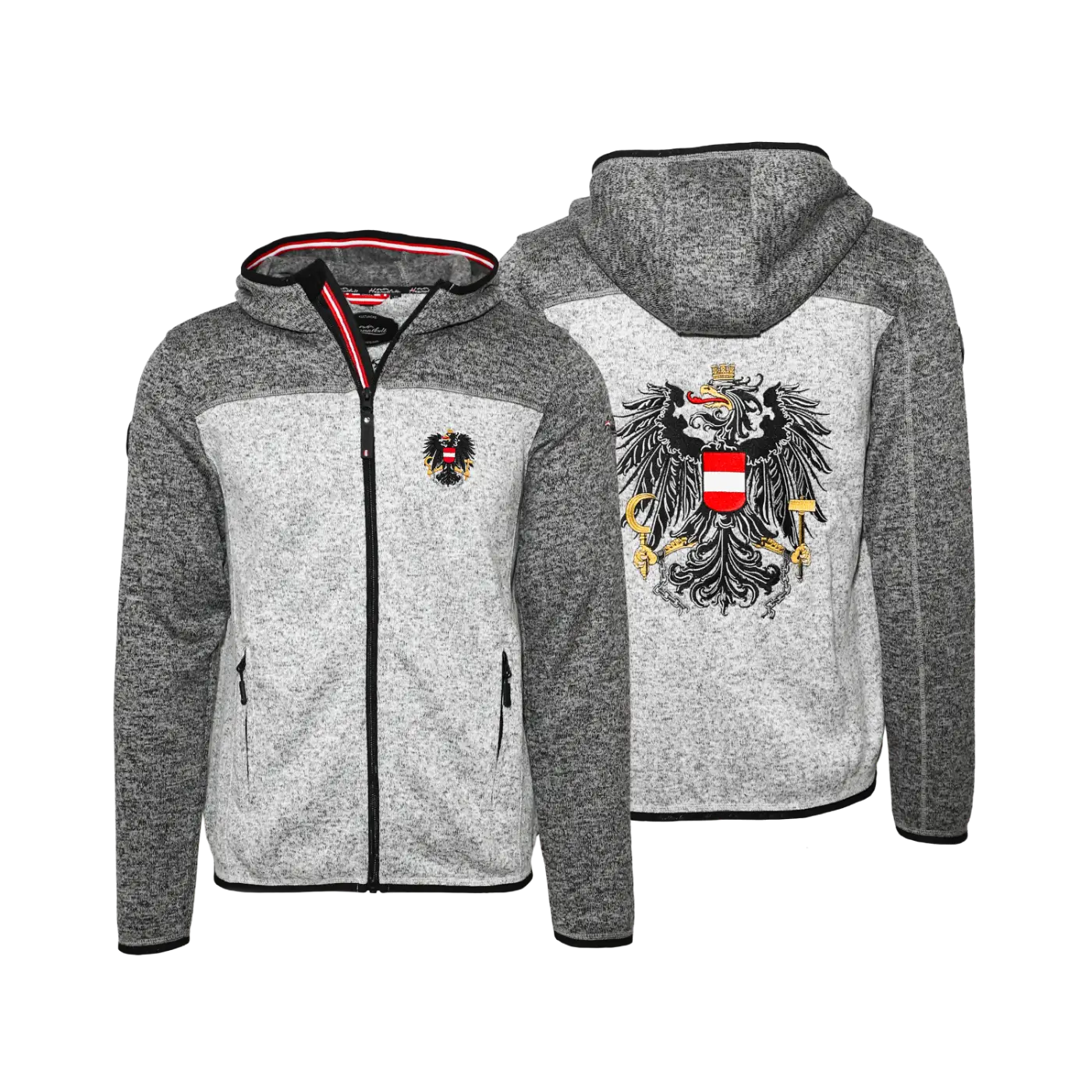 Strickfleece Jacke für Herren Österreich #Farbe_Hellgrau/Dunkelgrau
