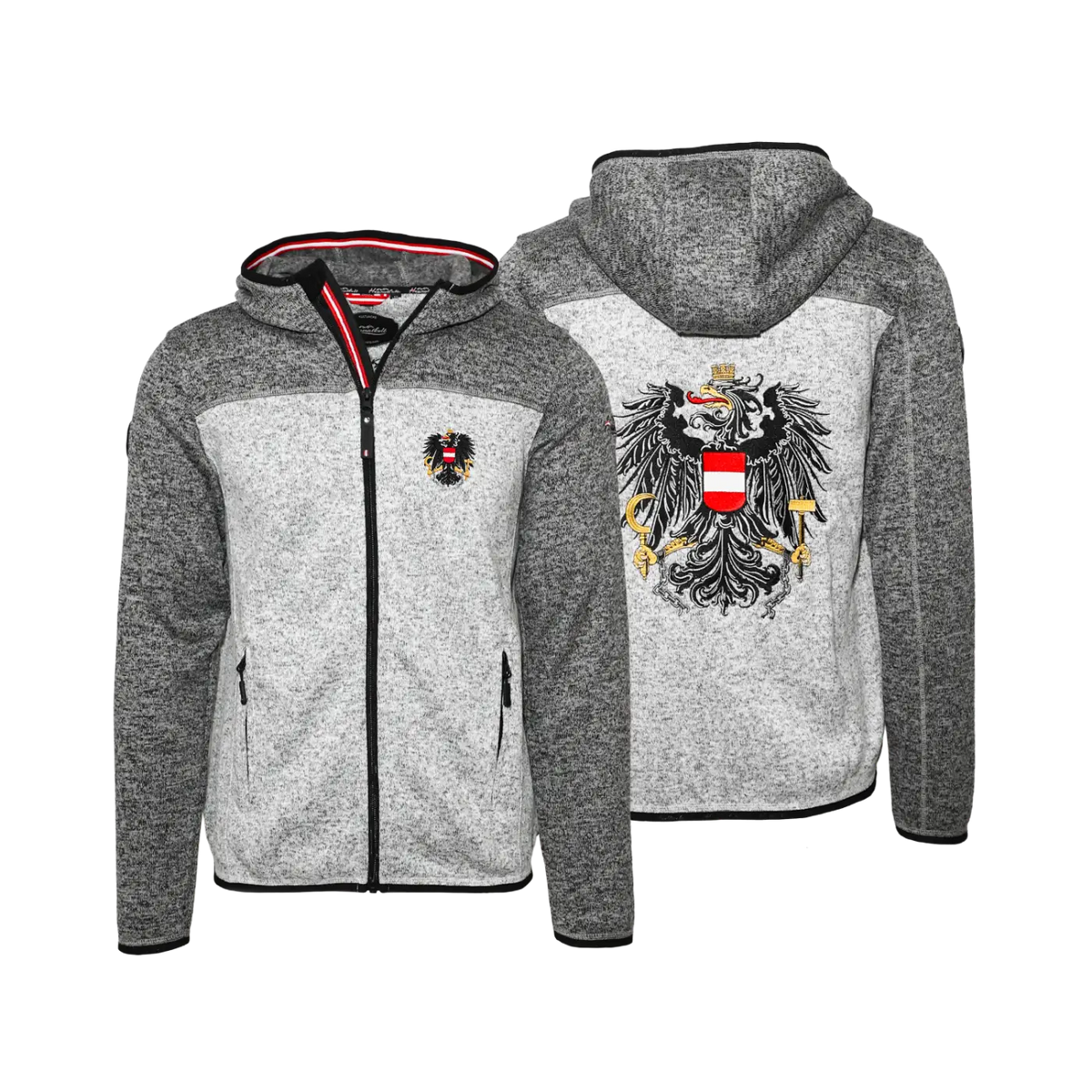 Strickfleece Jacke für Herren Österreich #Farbe_Hellgrau/Dunkelgrau