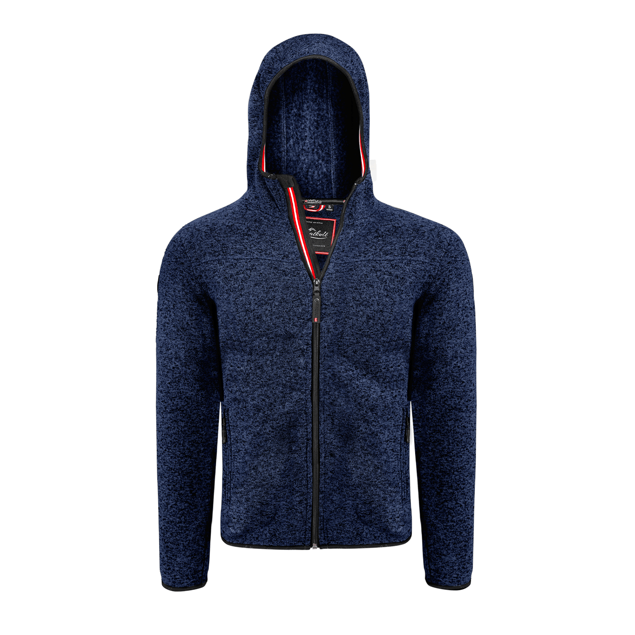 Strickfleece Jacke mit Kapuze dunkelblau Herren