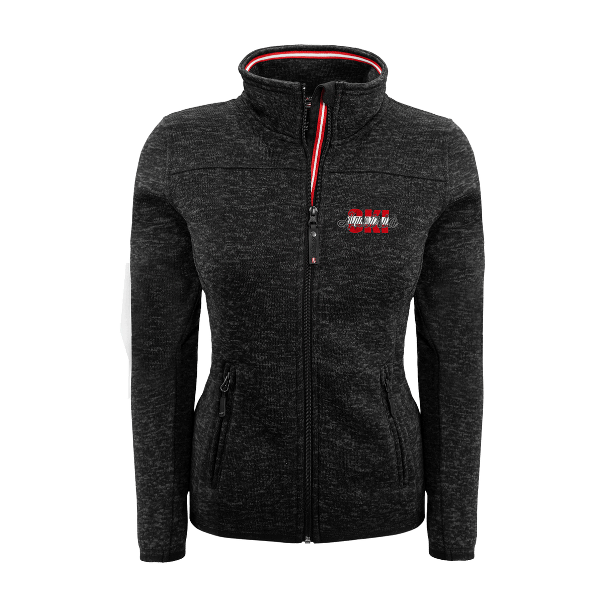 Strickfleece Jacke ohne Kapuze für Damen Austria Ski #Farbe_#Schwarz