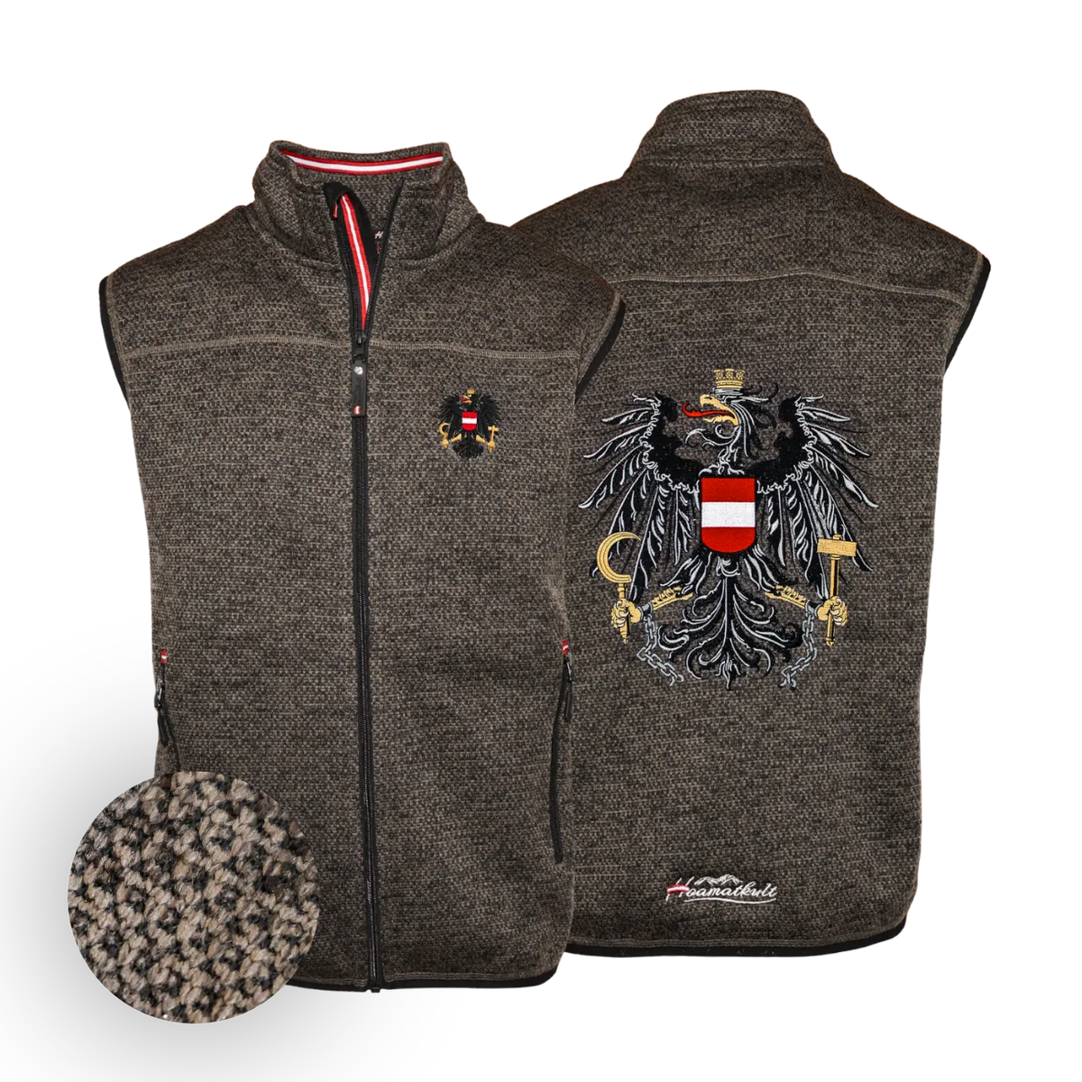 Trachten Fleece Gilet für Herren dunkelbraun #Farbe_Dunkelbraun-Strick
