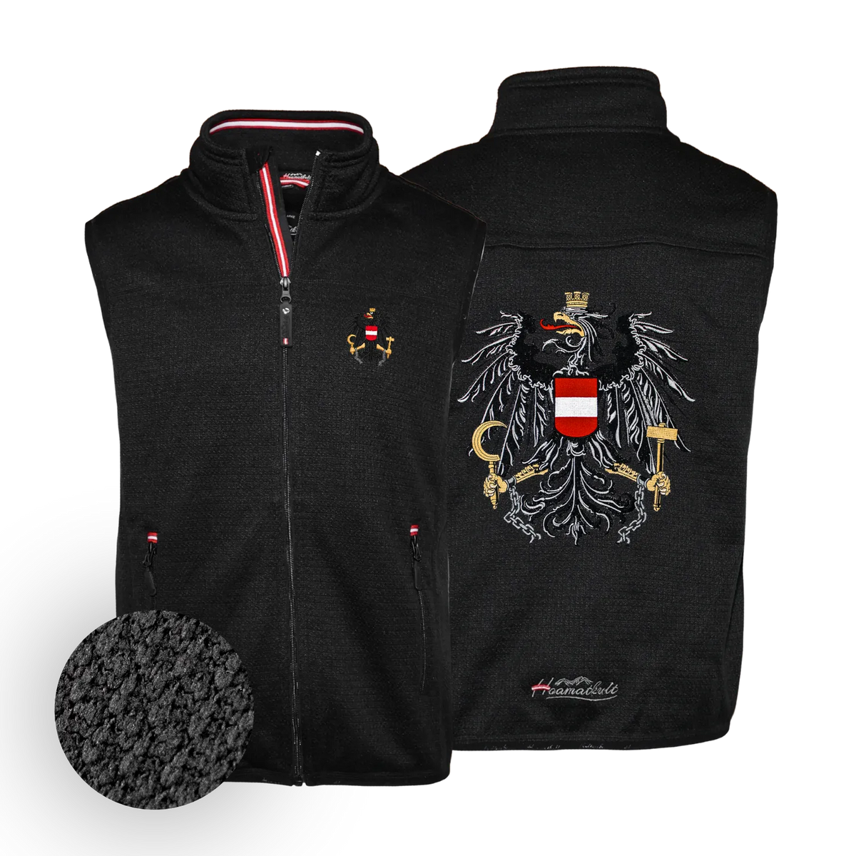 Trachten Fleece Gilet für Herren #Farbe_Schwarz-Strick