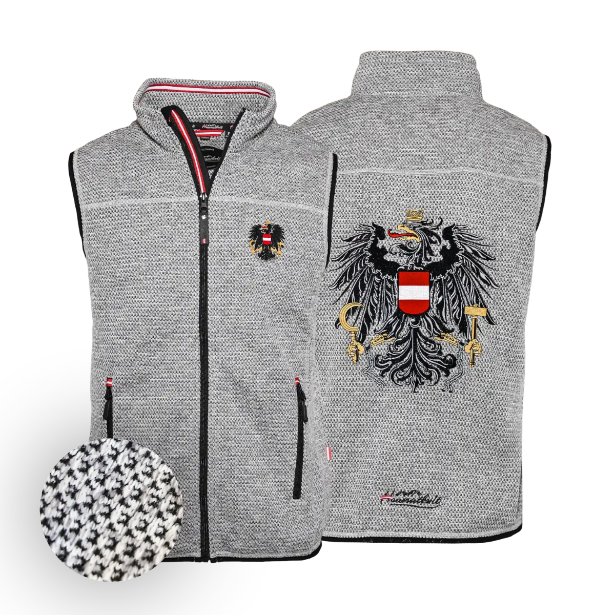 Trachten Fleece Kultgilet Herren hellgrau #Farbe_Grau-Strick