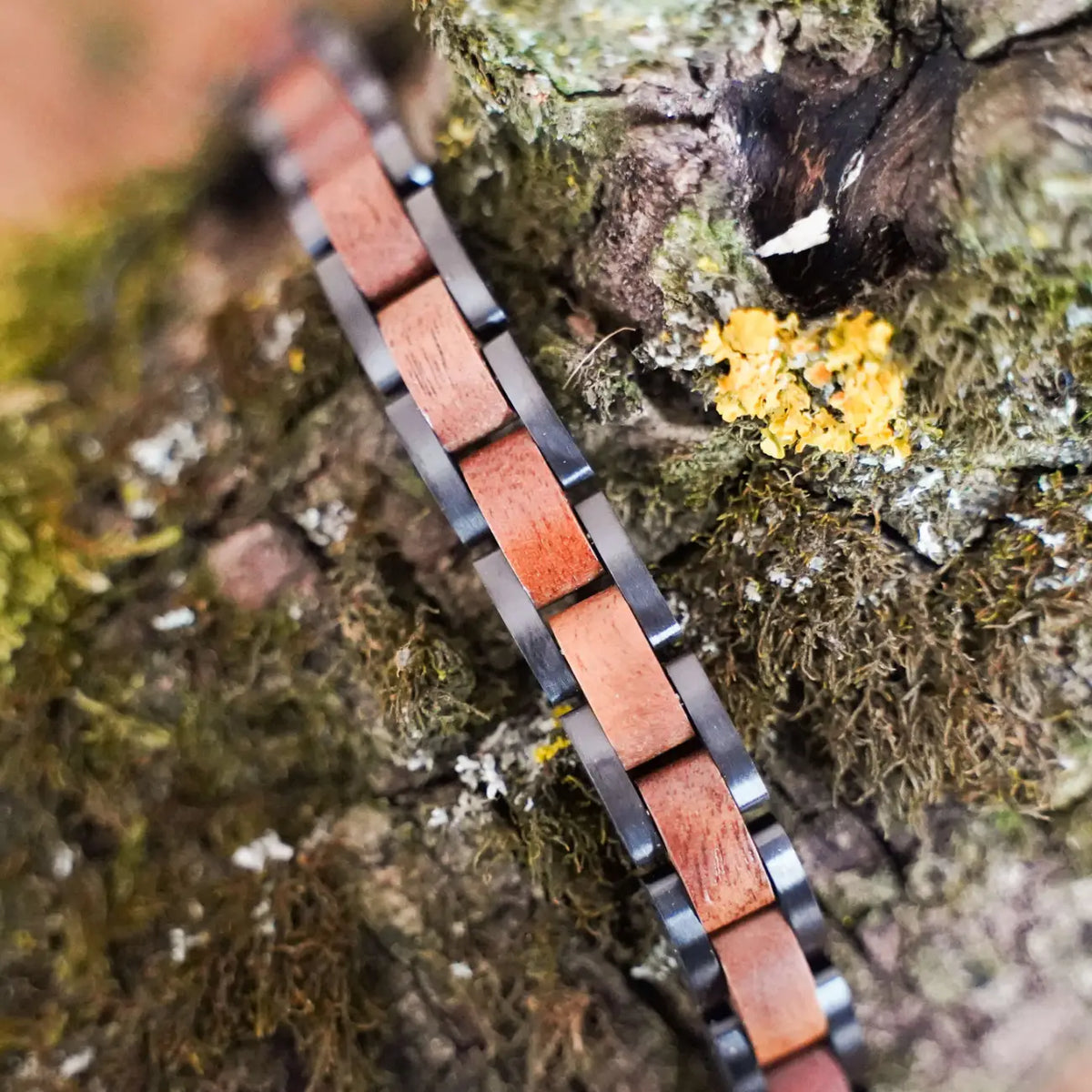 Walnuss Edelstahl Armband