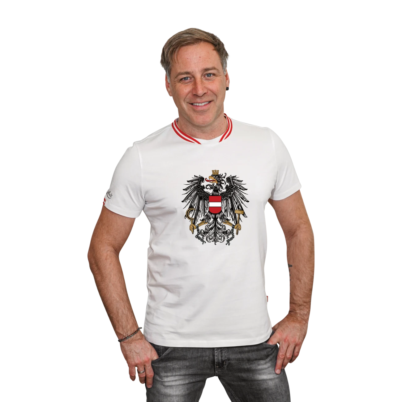 Weißes Herren T-Shirt Hoamatkult Österreich