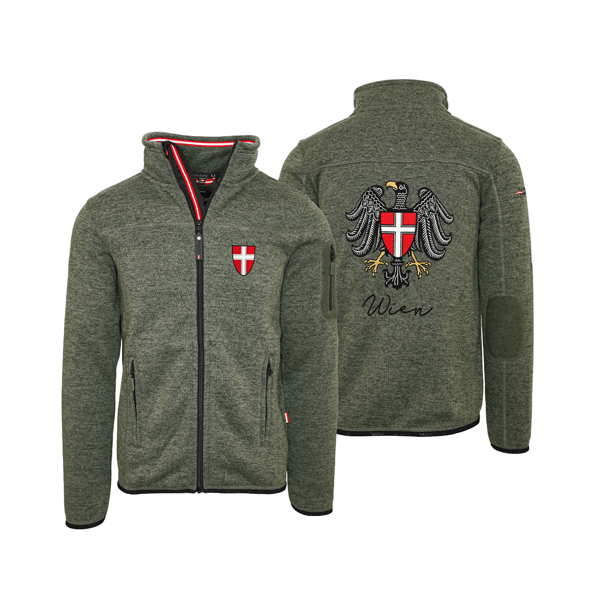 Wien Fleece Weste ohne Kapuze dunkelgrün Herren #Farbe_Dunkelgrün