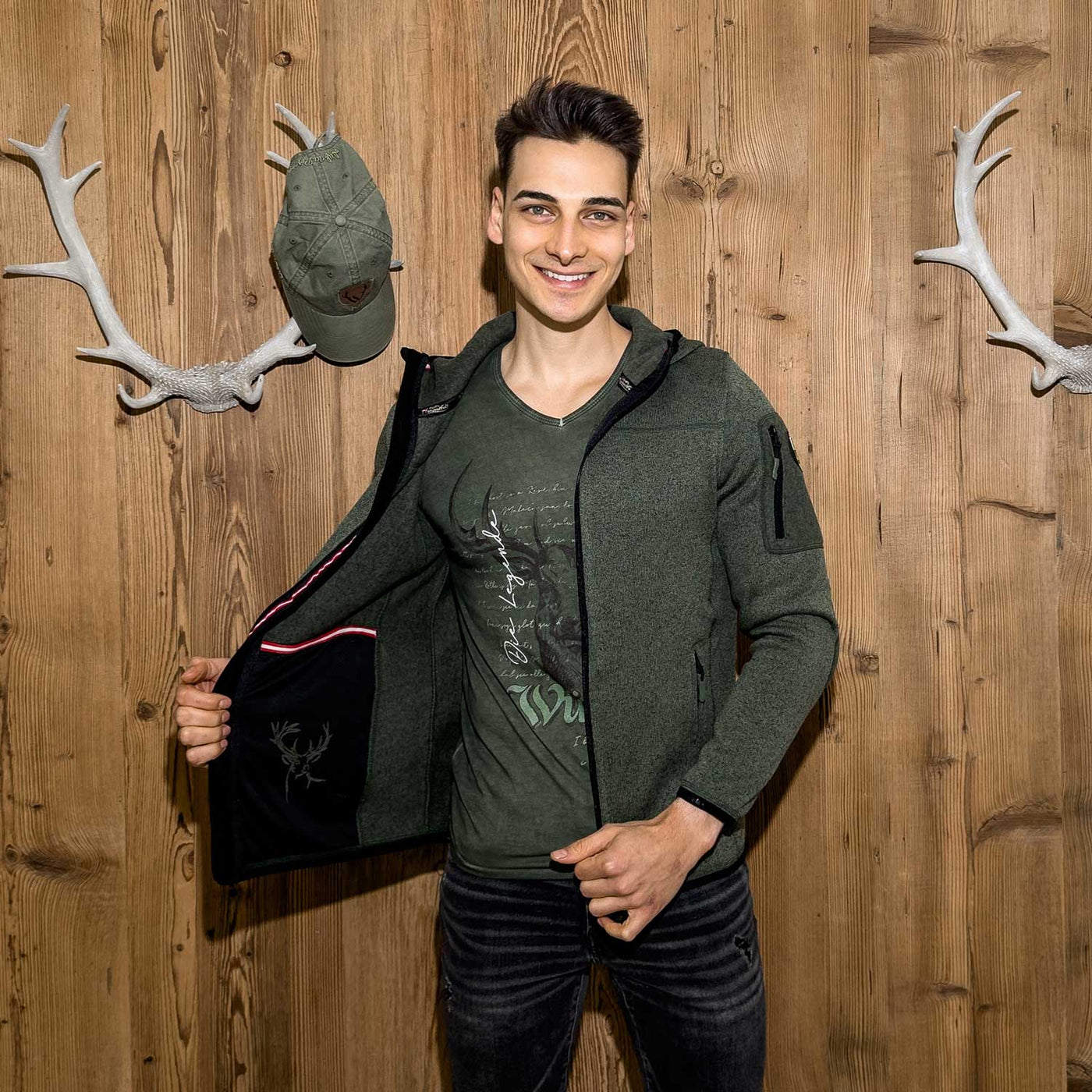 Wüdara Trachten Jacke Herren dunkelgrün