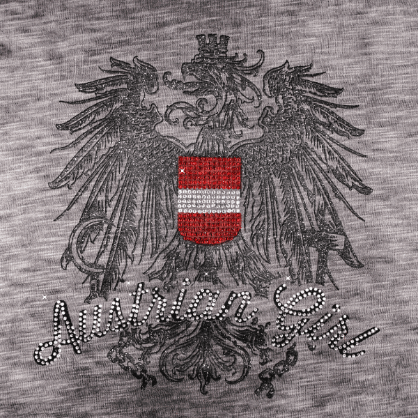 Damen Glitzer T-Shirt mit Österreich Adler #Farbe_Dunkelgrau
