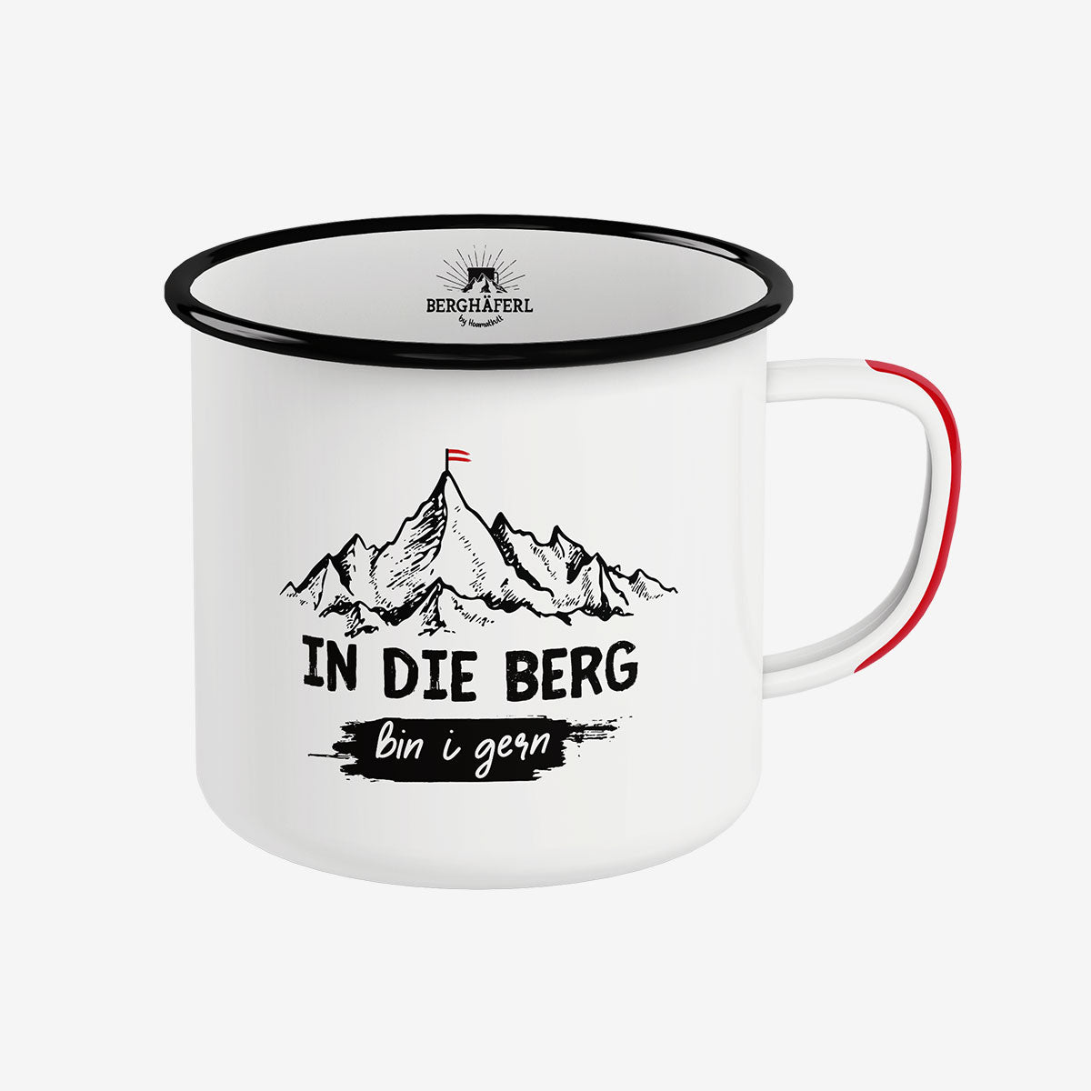 In die Berg bin I gern Emaille Tasse