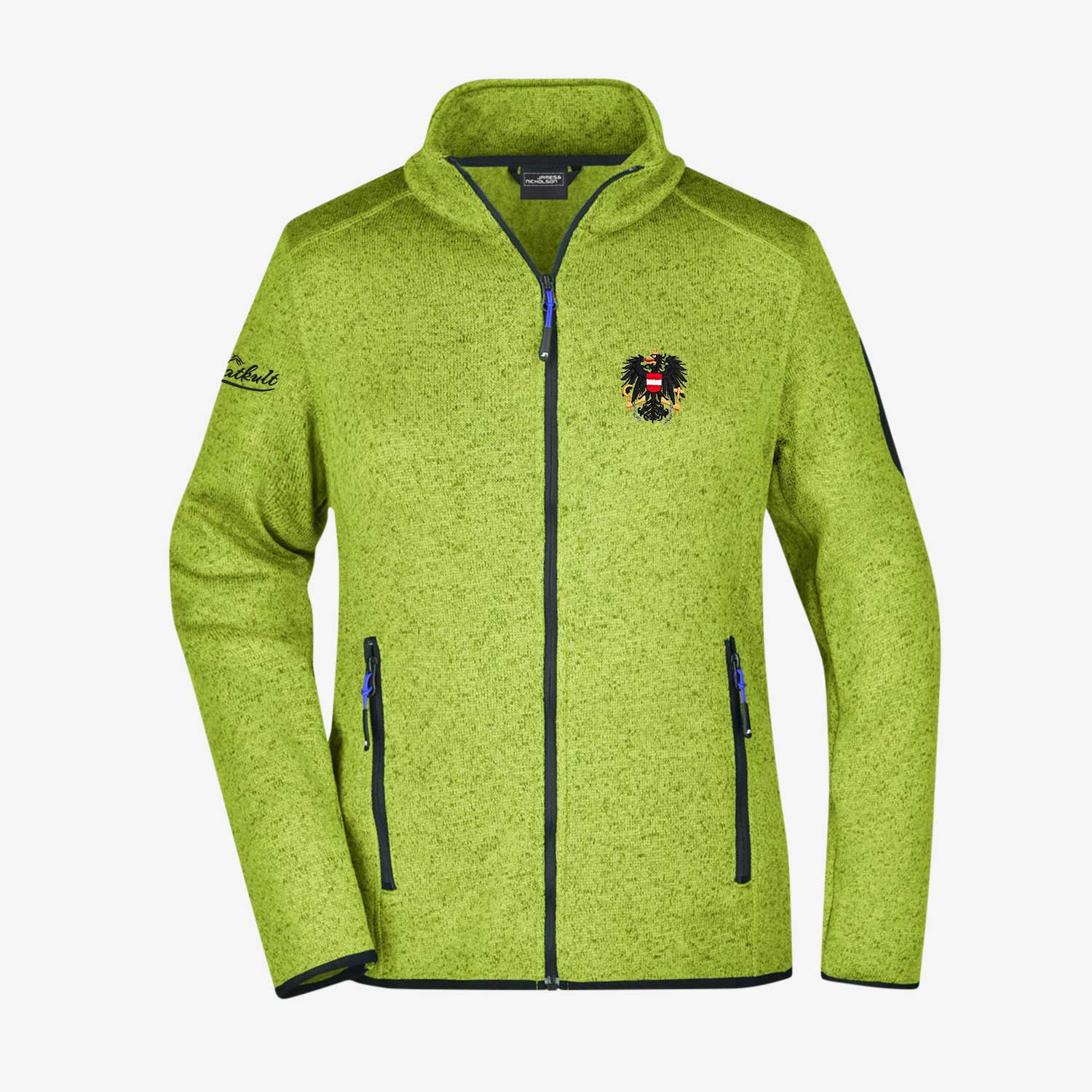 Fleecejacke Winter Trachtenjacke Österreich Strickfleece Jacke Grün