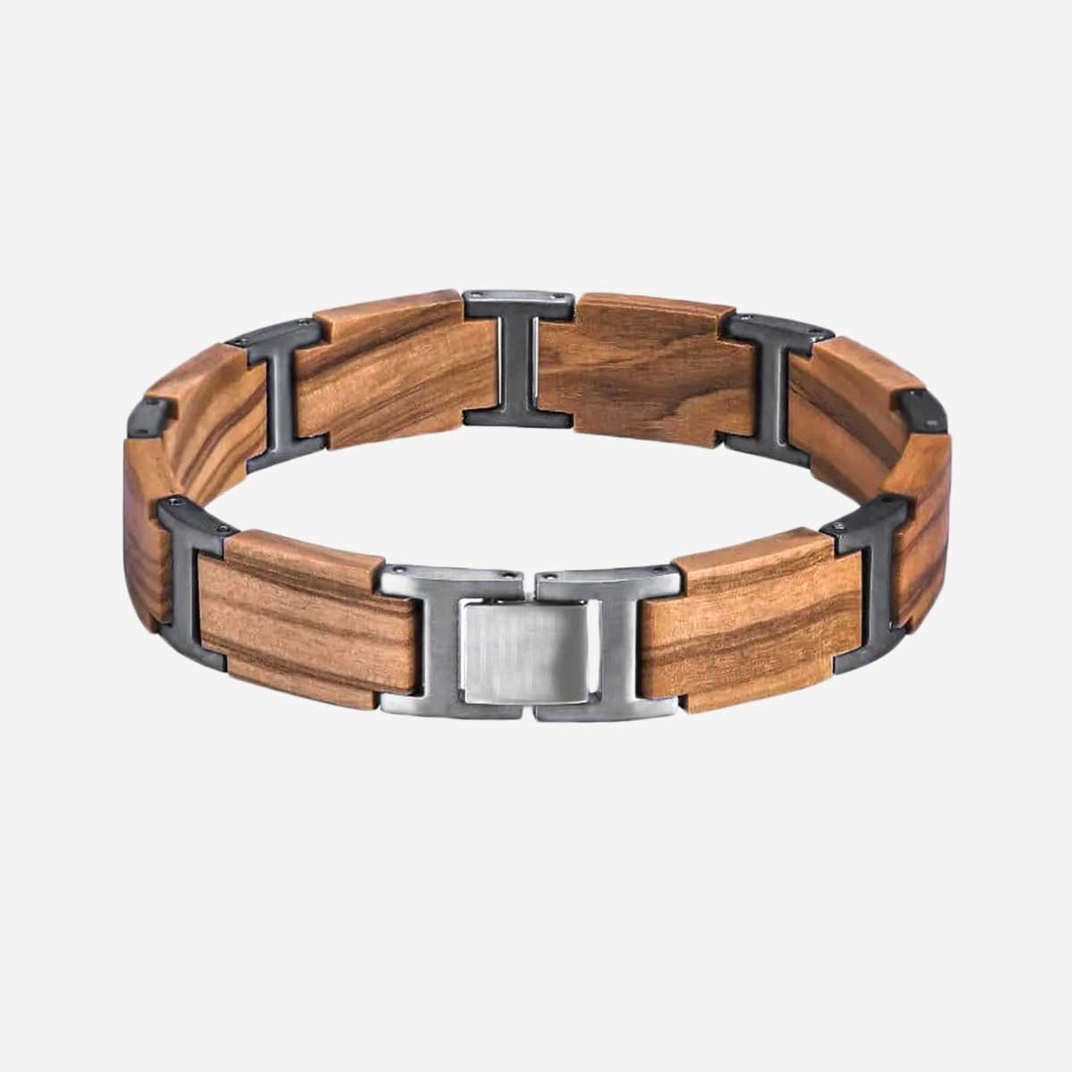 Armband Holz Edelstahl Silber Zebrano