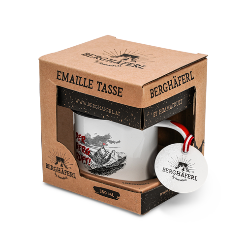 Der Berg ruft Emaille Tasse