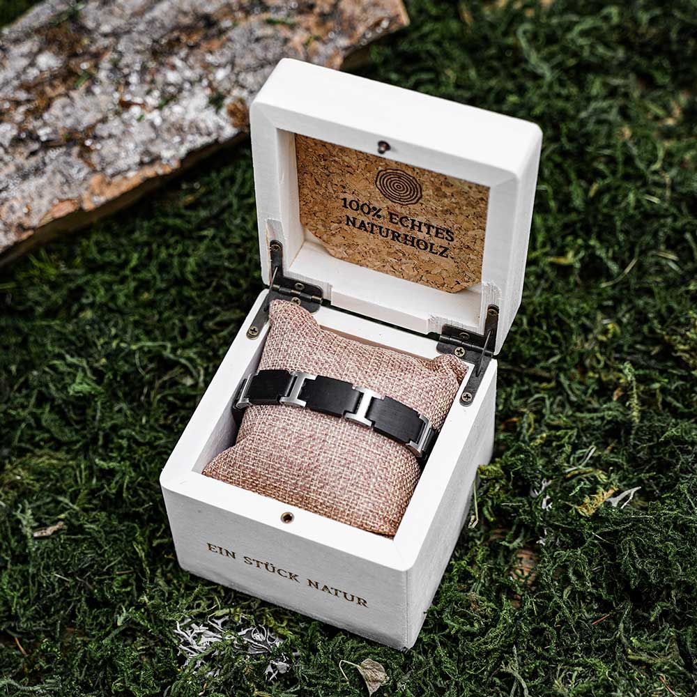 Armband Holz / Edelstahl Silber