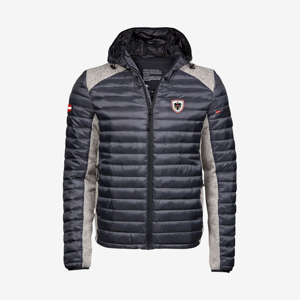 Graue Funktionsjacke mit Österreich Wappen #Farbe_Grau