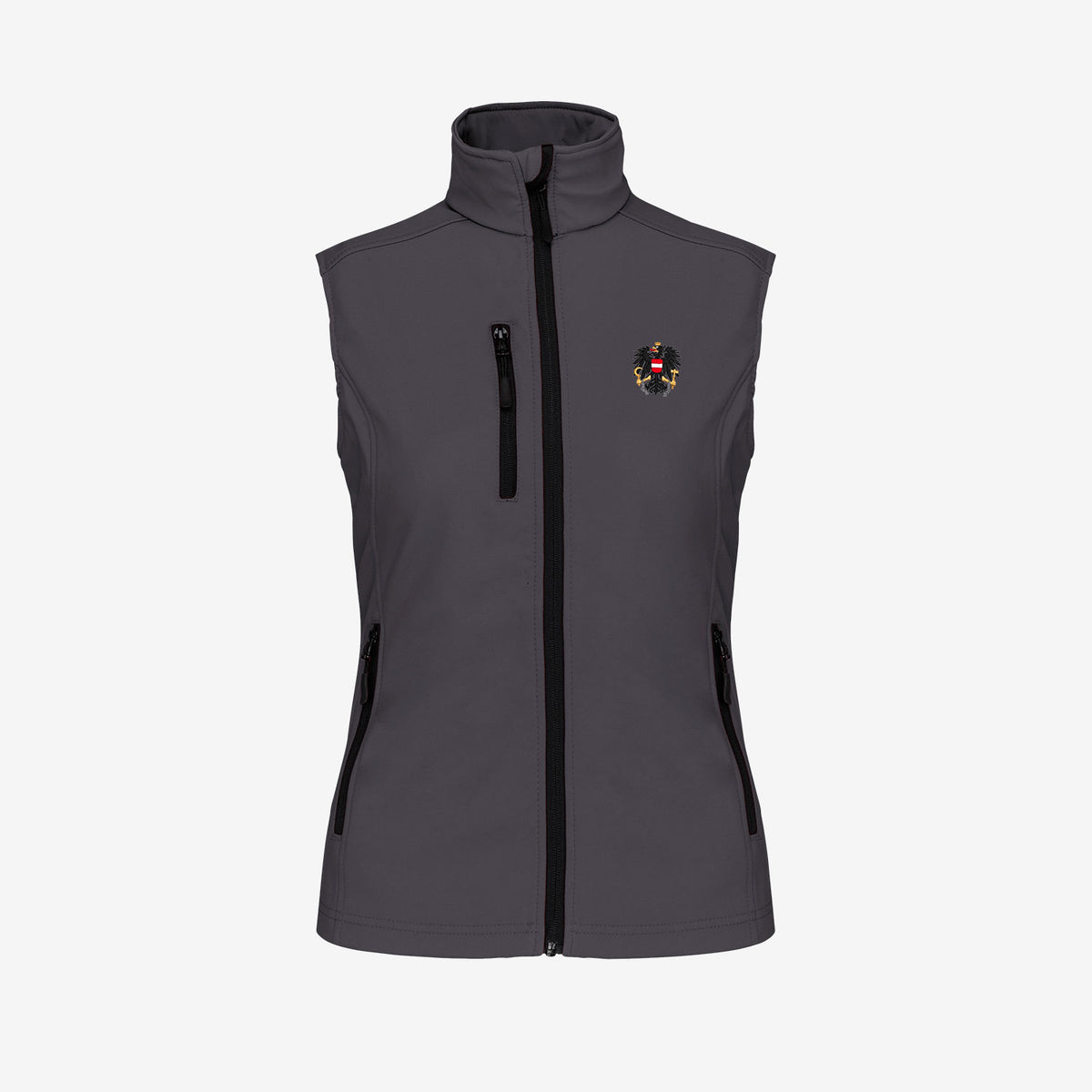 Graues Softshellgilet mit Adler #Farbe_Dunkelgrau